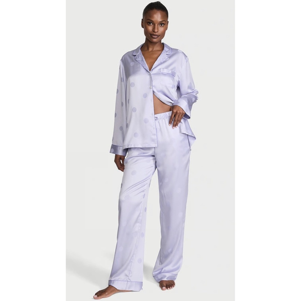 Victoria's Secret LOVE Lavender Purple Long Sleeve Satin Pajama Set Women's Sz S - Picture 12 of 12